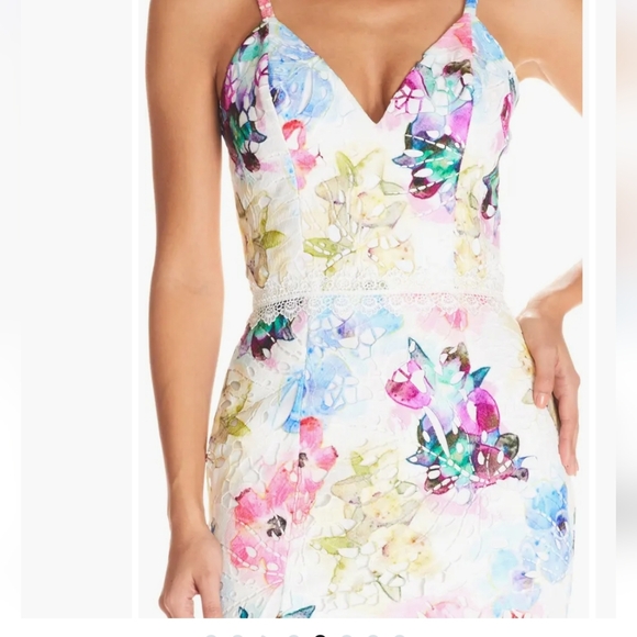 Dress the Population Joelle Floral Lace Sheath Dress L NWOT - Picture 3 of 9